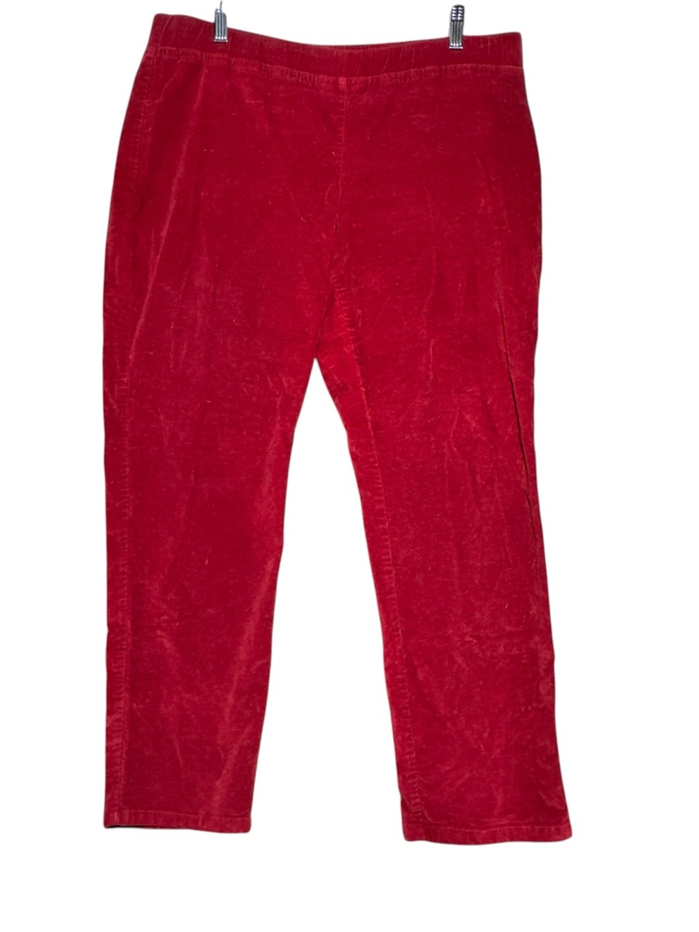 Rafaella Pants Red Velour Relaxed Med Rise Straight Leg Size 16 Stretch Cozy